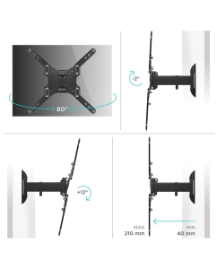 Купить Кронштейн для телевизора 26&quot;-65&quot; ONKRON M2 наклонно-поворотный, чёрный  в E-mobi