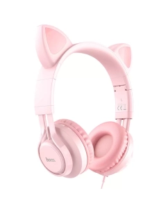 Купить Наушники с микрофоном HOCO W36, детский дизайн, разъём 3.5mm, кабель 1.2m, розовые в E-mobi