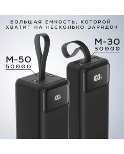 Купить Внешний аккумулятор Olmio M-30, 30000mAh, черный (044469)  в E-mobi