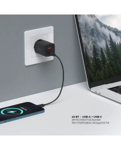 Купить Сетевое зарядное устройство Deppa 11436 отсутствует 1x USB Type A, 1xUSB Type-C 3 А черный  в E-mobi