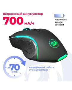 Купить Беспроводная игровая мышь Redragon Griffin wireless черный  в E-mobi