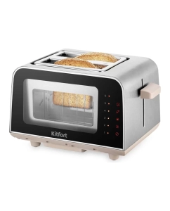 Купить Тостер KitFort КТ-6060,  бежевый/серебристый в E-mobi
