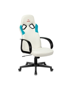 Купить Кресло игровое ZOMBIE RUNNER, на колесиках, эко.кожа, белый/голубой [zombie runner white] в E-mobi