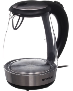Купить Чайник электрический HYUNDAI HYK-G2030 1.7 л прозрачный, черный, серебристый  в E-mobi
