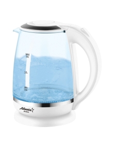 Купить Чайник электрический Atlanta ATH-2471 2 л белый, прозрачный, серебристый в E-mobi