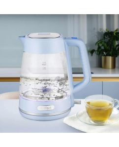 Купить Чайник электрический Kitfort КТ-6623 1.7 л голубой, прозрачный  в E-mobi