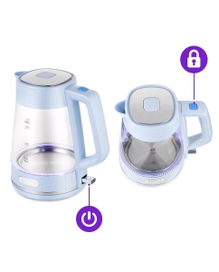 Купить Чайник электрический Kitfort КТ-6623 1.7 л голубой, прозрачный  в E-mobi
