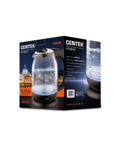 Купить Чайник электрический Centek CT-0016 1.7 л прозрачный, черный  в E-mobi
