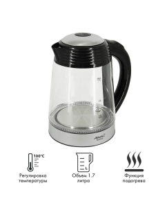 Купить Чайник электрический Atlanta ATH-2535 1.7 л прозрачный, черный  в E-mobi
