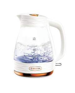 Купить Чайник электрический Brayer BR1029 1.7 л белый, прозрачный, золотистый в E-mobi
