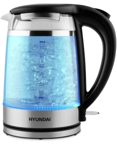 Купить Чайник электрический HYUNDAI HYK-G3036 1.8 л прозрачный, серебристый, черный  в E-mobi