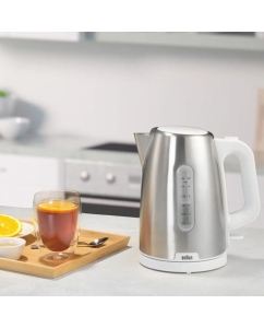 Купить Чайник электрический Braun WK1500WH 1.7 л белый, серебристый  в E-mobi