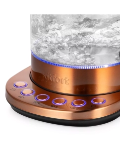 Купить Чайник электрический Kitfort КТ-6657 1.5 л золотистый, прозрачный  в E-mobi