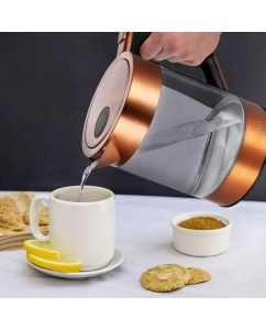 Купить Чайник электрический Kitfort КТ-6657 1.5 л золотистый, прозрачный  в E-mobi