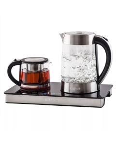 Купить Чайник электрический KITFORT КТ-635 1.7 л черный, серебристый, прозрачный  в E-mobi