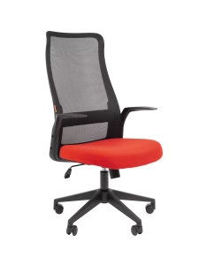 Купить Компьютерное кресло Chairman 573 ткань/сетка, красный/черный с механизмом качания в E-mobi