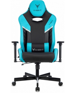 Купить Игровое кресло Бюрократ Knight Thunder 5X Черный, экокожа / Голубой, экокожа  в E-mobi