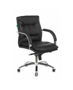 Купить Кресло руководителя Бюрократ T-9927SL-LOW/BLACK низкая спинка черный кожа крестовина хром в E-mobi