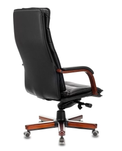 Купить Кресло руководителя БЮРОКРАТ T-9927WALNUT, на колесиках, кожа, черный [t-9927walnut/black]  в E-mobi