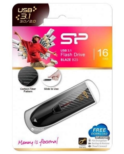 Купить Флешка Silicon Power Blaze B25 16ГБ Black (SP016GBUF3B25V1K)  в E-mobi