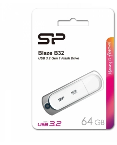 Купить Флешка Silicon Power Blaze B32 64 ГБ белый (SP064GBUF3B32V1W)  в E-mobi