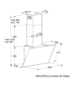 Купить Вытяжка настенная Maunfeld Amber 60 Glass черный  в E-mobi