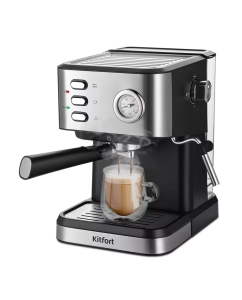 Купить Рожковая кофеварка Kitfort КТ-7293 черная, серебристая в E-mobi