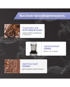 Купить Кофемолка Zigmund &amp; Shtain ZCG-10 серебристый, серый  в E-mobi