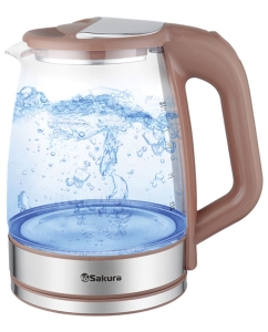 Купить Чайник электрический SAKURA SA-2722BR 2.2 л коричневый, прозрачный, серебристый в E-mobi