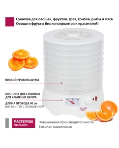 Купить Сушилка для овощей и фруктов Мастерица EFD-0903VM белый  в E-mobi