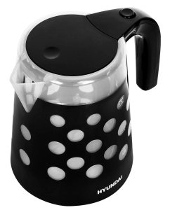 Купить Чайник электрический HYUNDAI HYK-G2012 1.7 л прозрачный, черный  в E-mobi