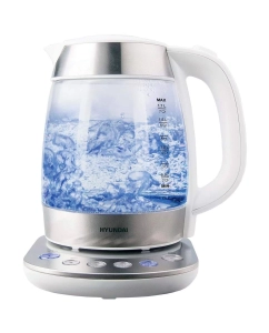 Купить Чайник электрический HYUNDAI HYK-G4033 1.7 л прозрачный, белый, серебристый в E-mobi