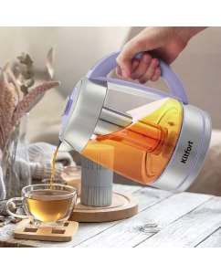 Купить Чайник электрический Kitfort КТ-6624 1.7 л фиолетовый, серый, прозрачный  в E-mobi