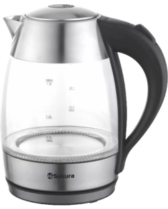 Купить Чайник электрический SAKURA SA-2727SBK 1.8 л прозрачный, серебристый в E-mobi