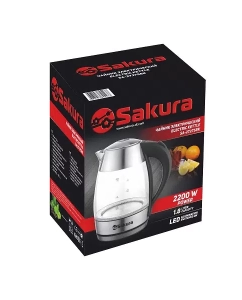 Купить Чайник электрический SAKURA SA-2727SBK 1.8 л прозрачный, серебристый  в E-mobi