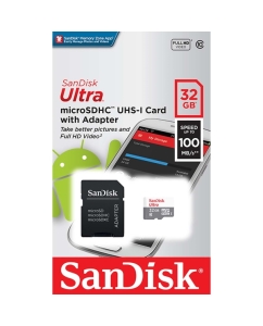 Купить Карта памяти SanDisk Ultra 32GB microSD + адаптер (SDSQUNR-032G-GN3MA)  в E-mobi