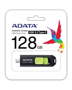 Купить Флеш-накопитель Adata UC300, 128GB, USB 3.2, Type-C, чёрно-зелёный  в E-mobi