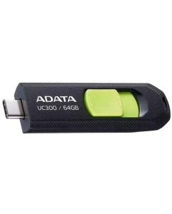 Купить Флеш-накопитель Adata UC300, 64GB, USB 3.2, Type-C, чёрно-зелёный в E-mobi