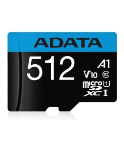 Купить Карта памяти Adata microSDHC, 512GB, Class 10 UHS-I A1, SD адаптер, AUSDX512GUICL10A1-RA1 в E-mobi