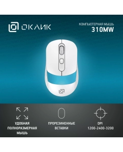 Купить Беспроводная мышь OKLICK 310MW белый, синий (1869094) в E-mobi
