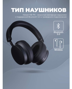Купить Беспроводные наушники Harper HB-715 Black  в E-mobi