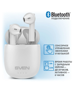 Купить Беспроводные наушники Sven E-727BT White (SV-019891)  в E-mobi