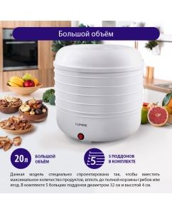 Купить Сушилка для овощей и фруктов LUMME LFD-105PP черный, белый  в E-mobi