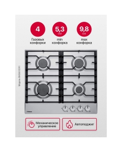 Купить Встраиваемая варочная панель газовая Hansa BHGI610391 серебристый  в E-mobi