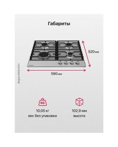 Купить Встраиваемая варочная панель газовая Hansa BHGI610391 серебристый  в E-mobi