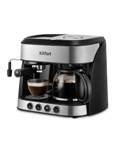 Купить Рожковая кофеварка Kitfort КТ-7185 черный; серый в E-mobi