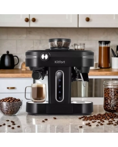 Купить Рожковая кофеварка Kitfort КТ-7375 черный  в E-mobi