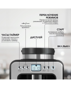 Купить Кофеварка капельного типа BQ CM7001 серебристый, черный  в E-mobi