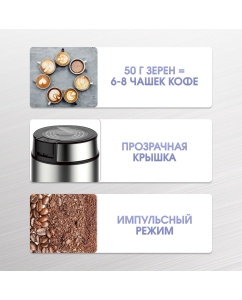 Купить Кофемолка Zigmund &amp; Shtain ZCG-01 серебристый, серый  в E-mobi