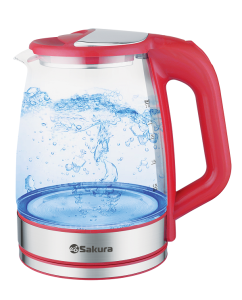 Купить Чайник электрический SAKURA SA-2722R 2.2 л прозрачный, серебристый, красный в E-mobi